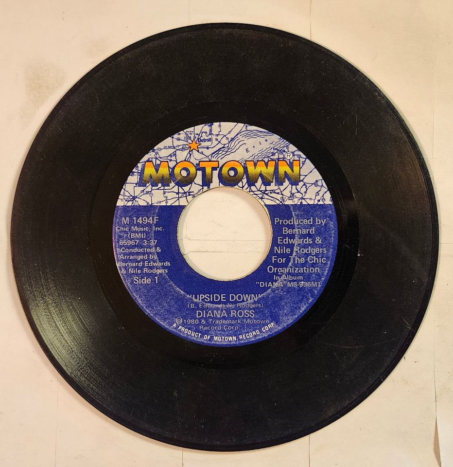 Diana Ross Upside Down 7&quot; Vinyl Record 1980 Motown M 1494F DUSTIES - $0.98