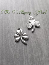 10 Shamrock Charms Clover Pendants Antiqued Silver Good Luck Findings - £4.35 GBP