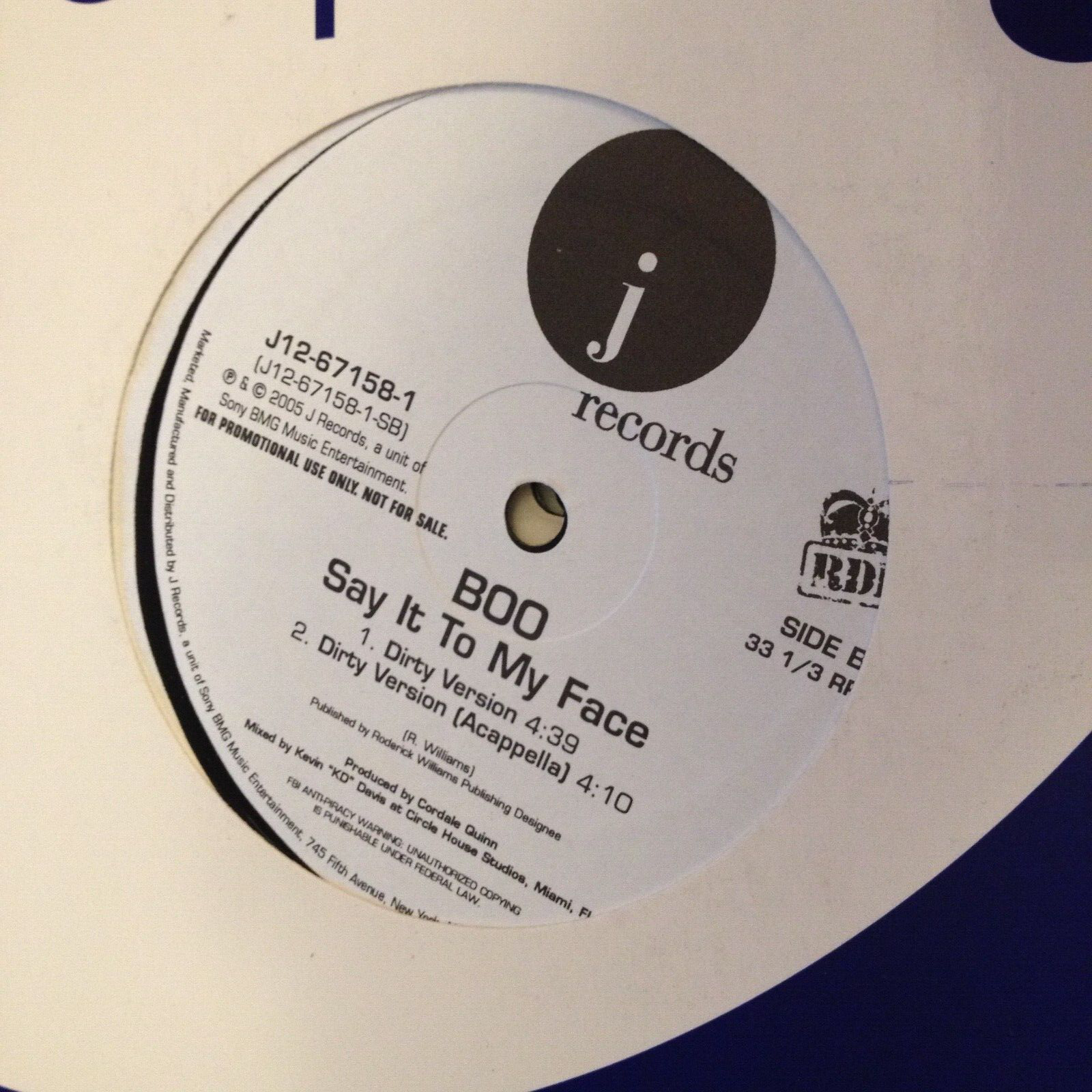 Boo Say It To My Face USED 12&quot; Single Record - $0.98