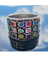 TMA 925 STERLING SILVER MULTIGEMSTONE BAND RING SIZE 6 - $40.21