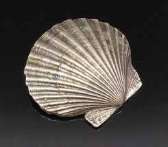BREAKELL 925 Silver - Vintage Carved Scalloped Seashell Clam Brooch Pin - BP9858 - £84.65 GBP