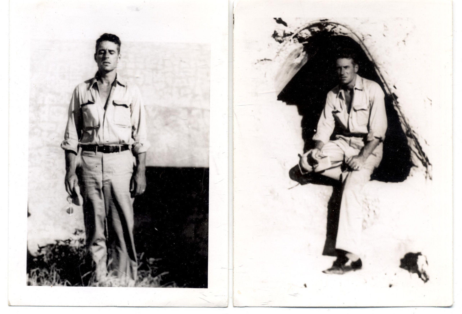 USN Navy WWII 1944 Saipan (2) Velox Paper Photo Prints Of Officer Seriou... - $8.00