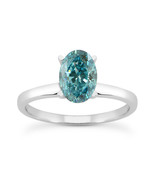 Diamond Wedding Ring Oval Shape Blue Color Treated 14K White Gold VS2 1.... - £2,300.36 GBP