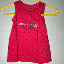 Calvin Klein Girl&#39;s Red Butterfly Tie T-Shirt Size 6 - £7.01 GBP
