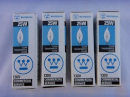 4  WESTIGHOUSE #03674   25W  130V  FLAME TIP BULB  CLEAR   NEW - £10.23 GBP