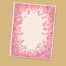 Pink Border# 6- Lined Stationery Paper (25 Sheets)  8.5 x 11 Premium Paper - $12.00