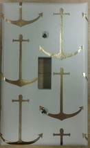Gold &amp; Cream Anchor Light Switch Cover decor bathroom nautical sailor boating - £8.43 GBP