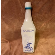 Vintage Dutch Design-Windmill &amp; Tulip Top-Vandermint White Liquor Bottle - $13.86
