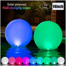 Solar Led Lights Inflatable 14&quot; Floating Pool Waterproof Color Changing ... - £31.86 GBP