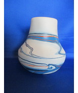 5 &quot; Nemadji Hand Painted Blue, Brown.  Orange Vase - £10.38 GBP