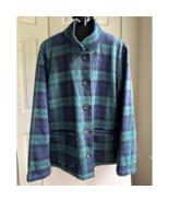 Vermont Country Terry Plaid Fleece Cardigan Sweater Plush Cozy Top Jacke... - $927.07 MXN