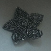 Estate Large Tiny Black Bead Beaded Flower Power Hippie Pin Brooch – 2.75 inches - £11.90 GBP