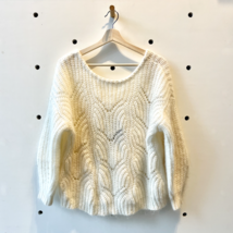 S - Sezane White Low V-Back Oversized Slouchy Mohair Sweater 0817SW - $115.00