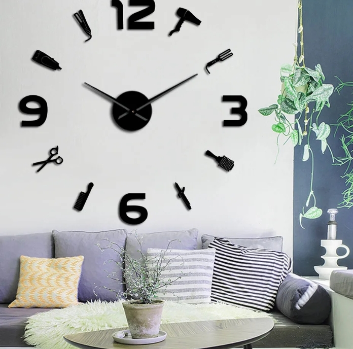 Hair Stylist Centre Barber Tool Giant Frameless DIY Wall Clock Home Offi... - $22.99+