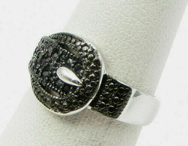 Victoria Townsend 925 sterling silver Genuine Black Diamond Belt Band Ring 6 - £39.14 GBP