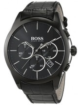 Hugo Boss Onyx 1513367 Chronometer black leather strap Men&#39;s watch - £155.10 GBP