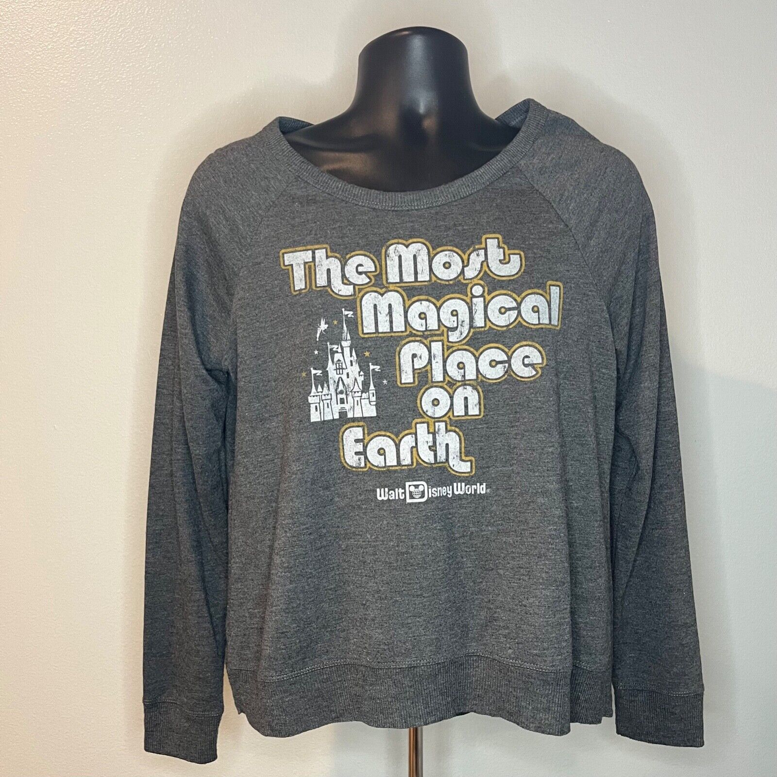 Disney Parks Sweatshirt Womens Medium The Most Magical Place On Earth Gray - $19.79