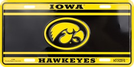 Iowa Hawkeyes Logo Embossed Black Metal Auto Tag License Plate Sign - £5.56 GBP