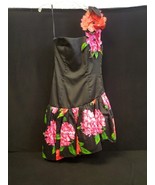 Victor Costa For Saks 5th Avenue Dress Floral Black 1980s Strapless Cock... - $2,743.00 MXN