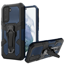 DARK BLUE Shock Resistant Case w/ Metal Clip and Kickstand For Samsung S21 FE - £6.12 GBP