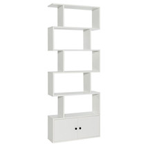 6-Tier S-Shaped Freestanding Bookshelf with Cabinet and Doors-White - Co... - $2,463.82 MXN