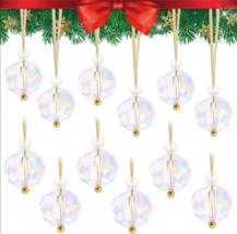 Christmas Ornaments Clear Crystal Glass Balls 1.29&quot; 12 Pack - £9.59 GBP