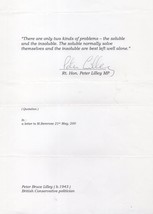 Peter Lilley Conservative MP Hand Signed Quotation Autograph - £6.28 GBP