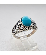 NAVAJO SHUBE&#39;S 925 STERLING SILVER oval 8x6 mm. TURQUOISE RING SIZE 6 - $1,084.17 MXN