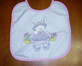  New Handcrafted Baby Bib. Bunny with Baskets - $6.50
