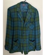 Vintage Pendleton Plaid Green Wool Mens Mackinaw Shirt Jacket Button Up ... - $70.54