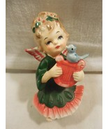 Vintage Lefton Japan Ceramic Christmas Angel with Harp Blue Bird Figurin... - $410.90 MXN