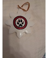 Painted Coyote Paw Print Porcelain Snowflake Holiday Ornament  - $18.00