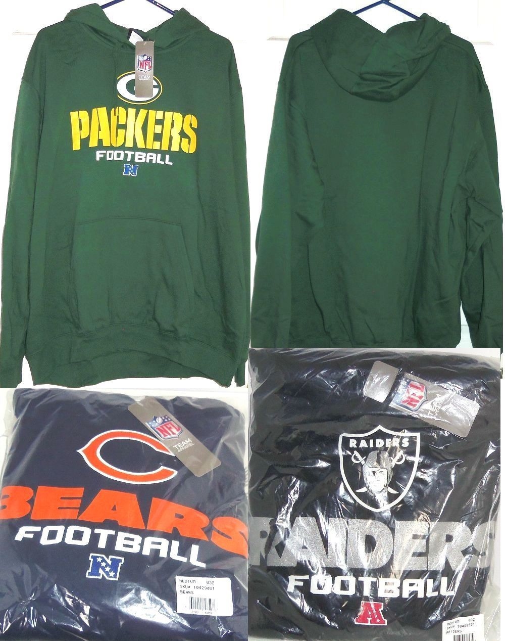 NFL Team Sweatshirt Hoodies Team Apparel Packers Bears Raiders New Adult Sizes - £54.01 GBP