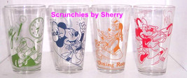 Disney Drinking Glasses Mickey Donald Goofy Minnie Working Food Service Lot of 4 - $49.95