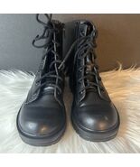 Little Girls Lace Up Black Combat Boots/Shoes, Size 13, Pre-Owned - $182.49 MXN
