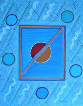 Painting Original Signed Art Abstract Modern Geometric By Artist Carla Dancey - £17.52 GBP