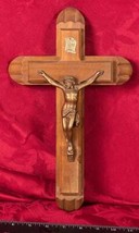 Vintage Wood Crucifix Jesus Wall Hanging &amp; Candleholder mbh - £43.78 GBP