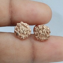 14K Rose Gold Plated Silver 8.5MM Round Diamond illusion Nugget Stud Ear... - $20.99