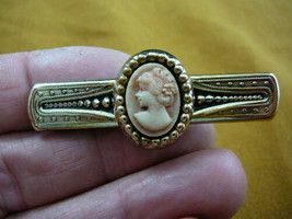 (CT21-1) TINY Flower hair LADY pink + ivory CAMEO Pin pendant Brooch jewelry - £21.65 GBP