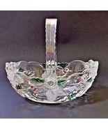 Mikasa Christmas Glass Bowl Celebrations Night Holly Basket Handle Scall... - $26.00