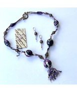 Purple Passion OOAK Necklace Earring Jewelry Set Mokume Gane Amethyst Pe... - £351.51 GBP