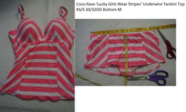 Coco Rave &#39;Lucky Girls Wear Stripes&#39; Underwire Tankini Top XS/S 30/32DD Bottom M - £30.77 GBP
