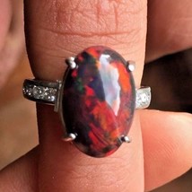 New Custom Chistick 5.45ct Ethiopian black welo opal Diamond &amp; Platinum ring 6.5 - £4,537.73 GBP