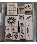 Stampin Up 2000 “Watercolor Garden” Set of 13 Wood Block Rubber Stamps - £14.23 GBP