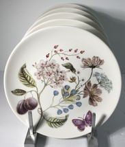 4 Salad Plates Grace Teaware Plums Butterfly Botanical New - $39.55