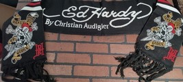 Ed Hardy By Christian Audigier-2000s Death Or Glory Vtg Bufanda Negra ~ ... - $31.67