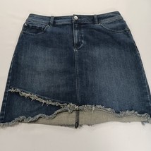INC International Concepts Women's 12 Blue Cotton Blend Frayed Trim Denim Skirt image 12