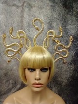 Gold Medusa Snake Crown Headpiece Headband Mythical Greek Goddess Gorgon Serpent - £13.31 GBP