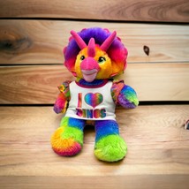 Build a Bear Triceratops 14&quot; Dinosaur Plush Stuffed Animal Rainbow Tie D... - £12.58 GBP