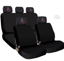 For VW New Black Cloth Car Seat Covers and Red Pink Hearts Headrest Covers - $42.46